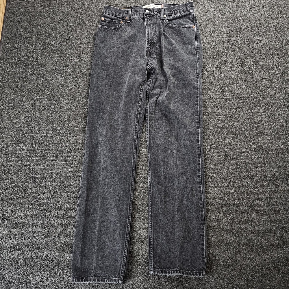 Vintage Levis 505 Regular Fit Jeans Mens 34x36 Black Faded Straight Leg Denim